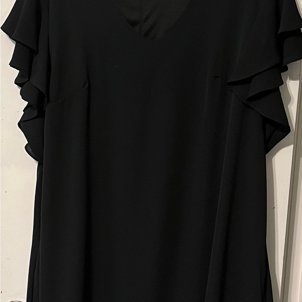 Elegant Black Ruffle Sleeve Dress